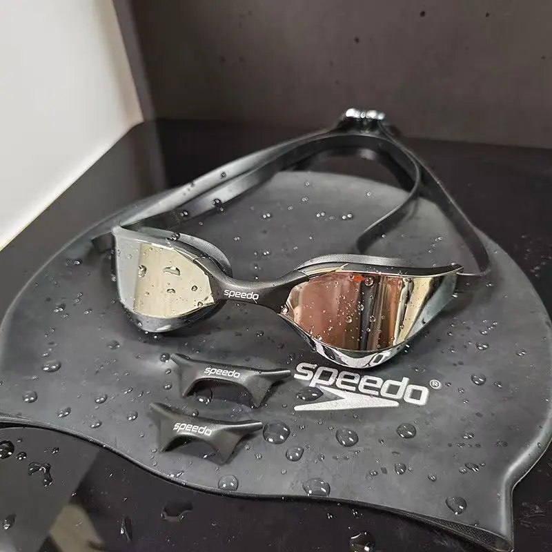 2300 black silver swimming goggles + black swimming cap