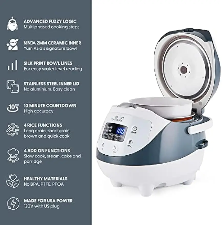 Panda Mini Rice Cooker With Ninja Ceramic Bowl and Advanced Fuzzy