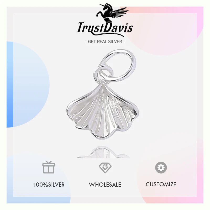 TrustDavis Real 925 Sterling Silver Ginkgo biloba leaves Plant Bracelet Necklace Handmade DIY Accessories Fine Jewelry DZ1647