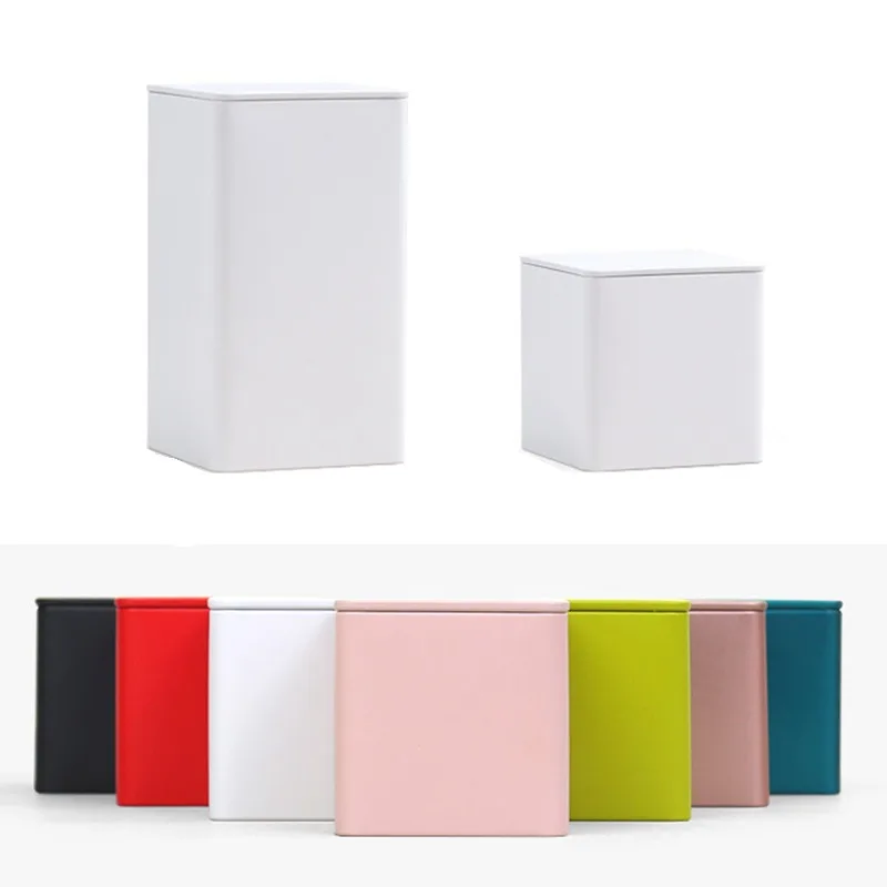 Tea Tin Box Square Tin Can Empty Cube Steel Box Storage Container kit 65mm Series for Treats, Gifts, Favors, Loose Tea, Coffee and Crafts