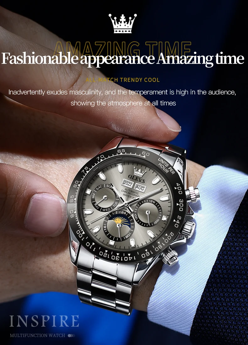 OLEVS 6654 Mechanical Automatic Multifunction Men's Watch description image 6