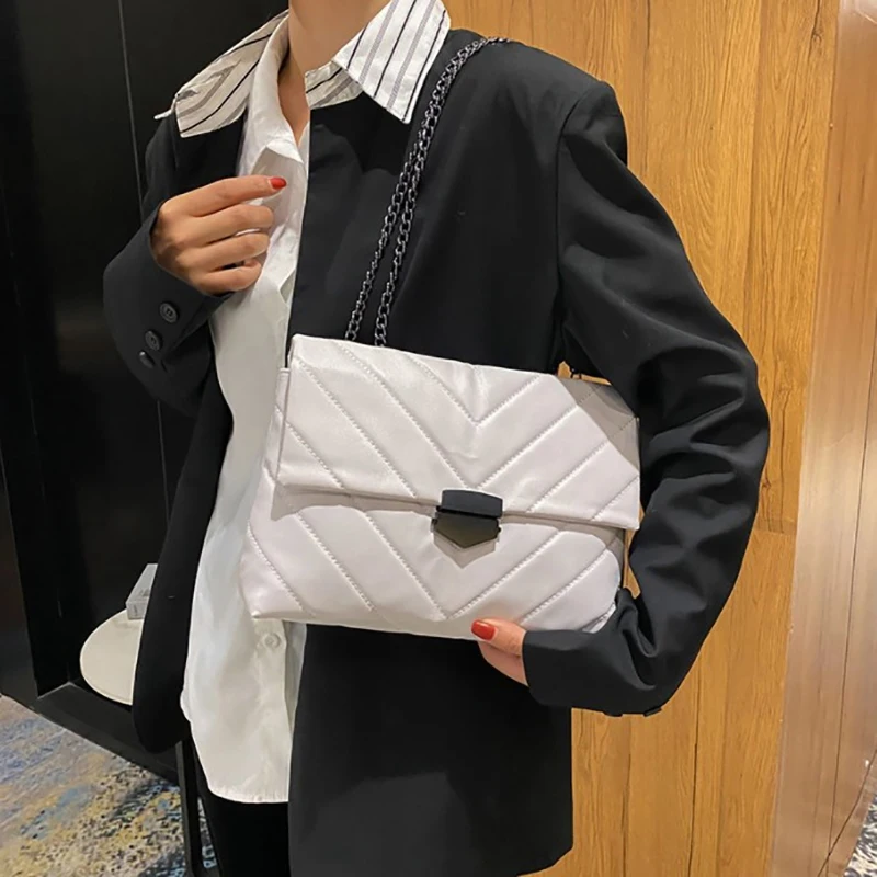 

New Casual Chain Crossbody Bags For Women Fashion Simple Shoulder Bag Ladies Designer Handbags PU Leather Messenger Bags