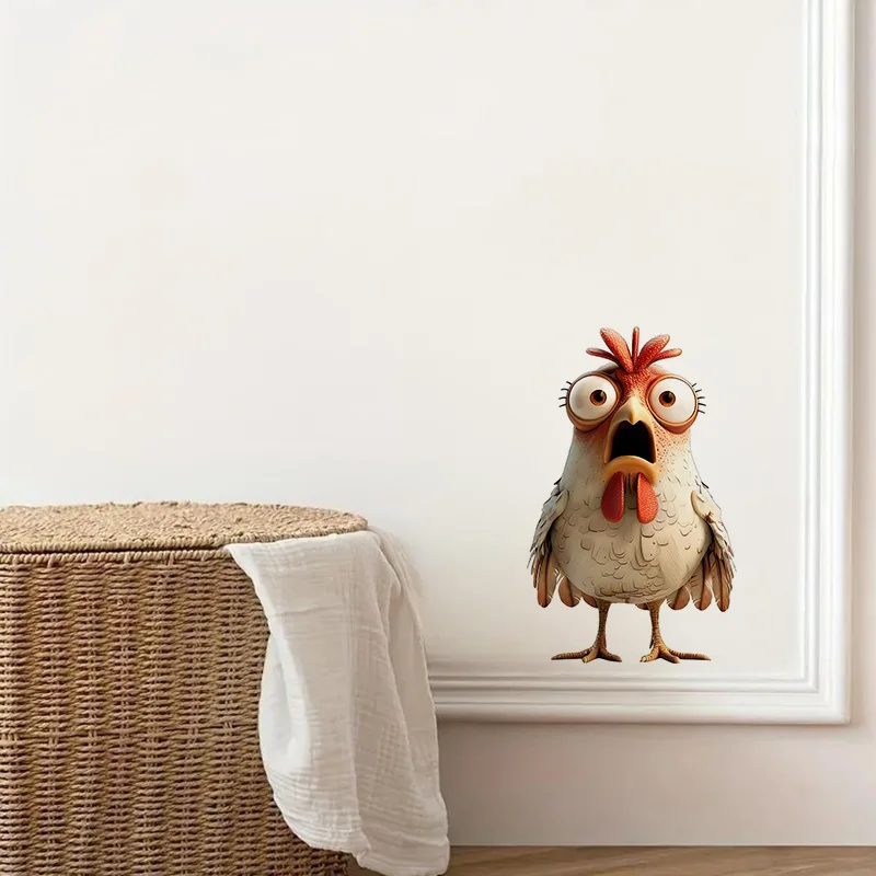 Funny Surprised Chickens Sticker Water-proof Wall Decal Wall Bathroom Cabinet Door Toilet Car 1pc