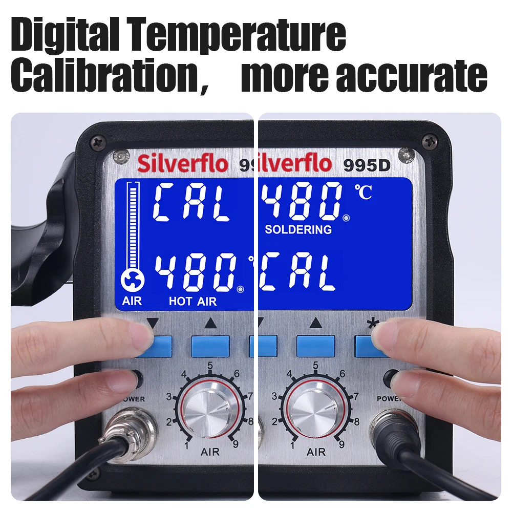 995D Soldering Station Large LCD Display Hot Air Welding Station with Sleep Auto Manual Mode &deg; C /&deg; F Conversion