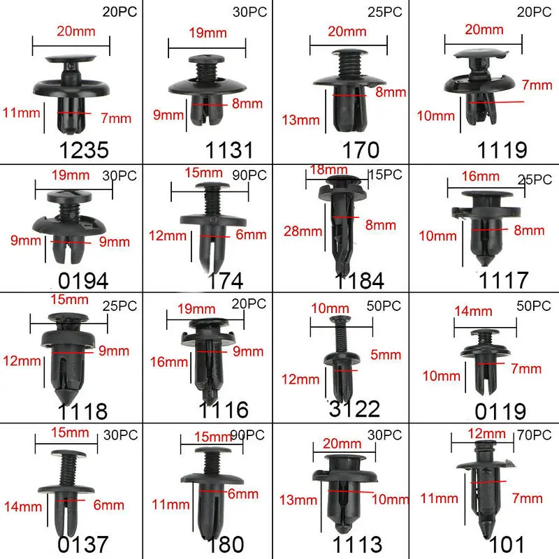 300 stücke 620 stücke Auto Befestigungs clip gemischte Kunststoff  befestigungen Kit Auto Tür verkleidung Halter Push Motor abdeckung  Kotflügel Niet clips