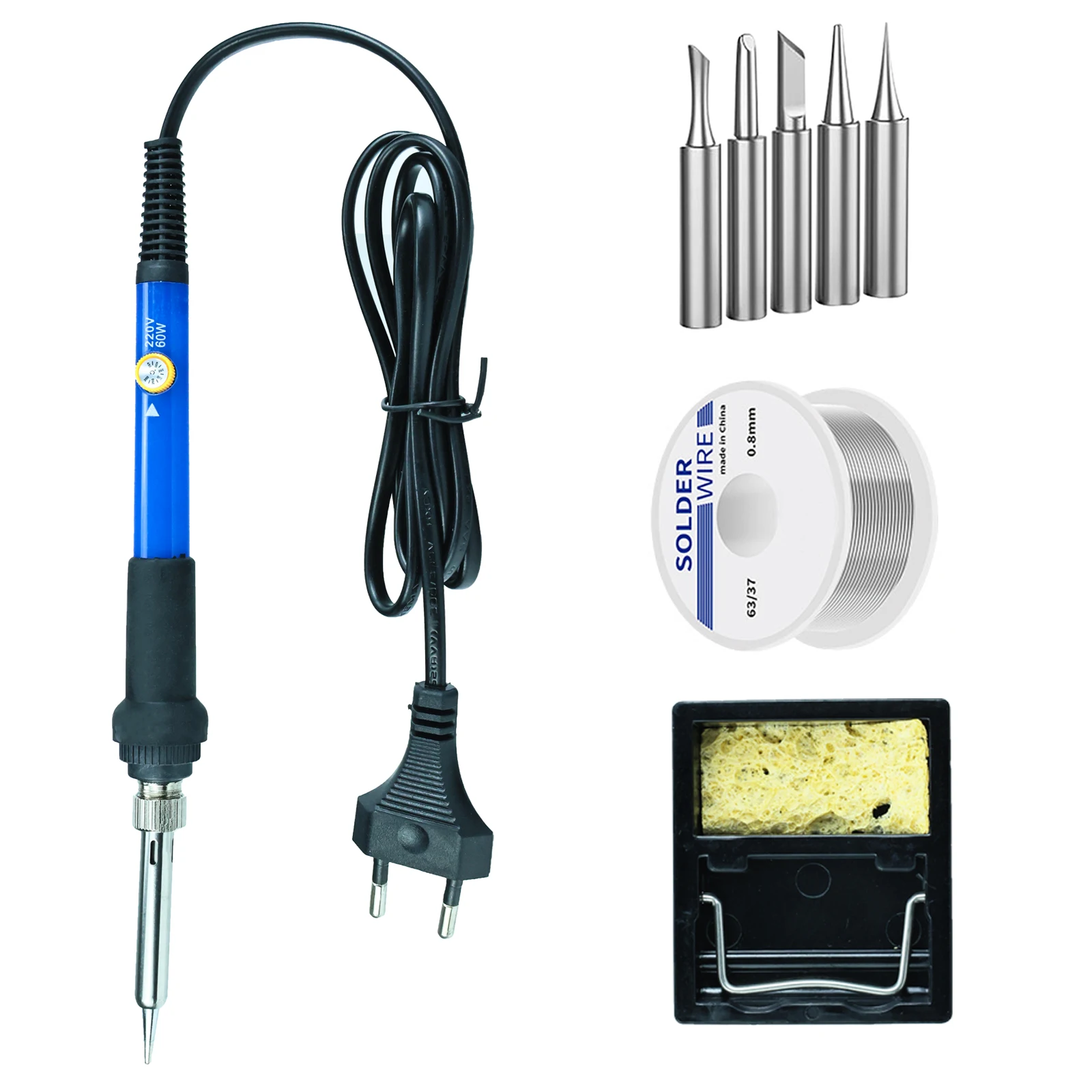 60W Electric Soldering Iron Kit Adjustable Temperature 220V 110V Replaceable Soldering Iron Head Soldering Iron Pen Welding Kit
