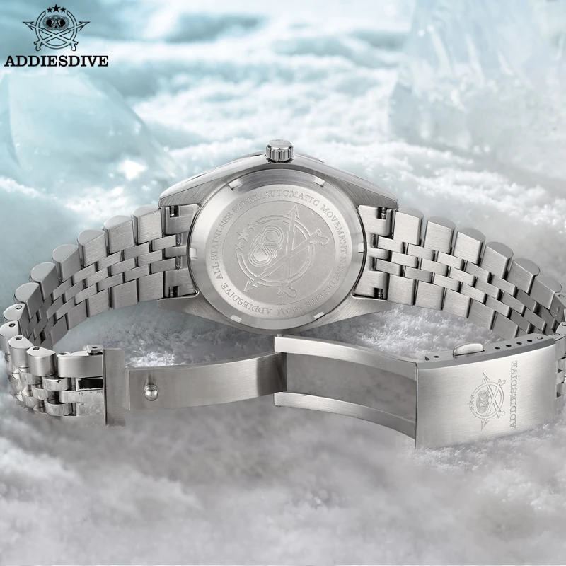 ADDIESDIVE New Automatic Watch for Men 3D Cloud Sea Dial NH35 Mechanical 100m Diving Business Watch Blue Luminous WristWatch Man