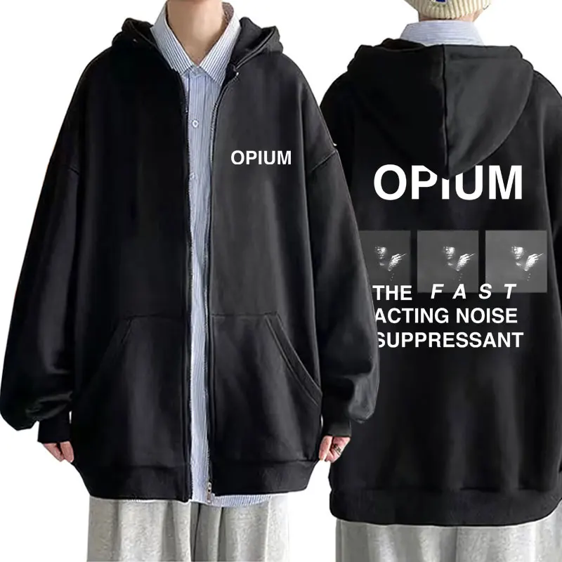 

Rapper Playboi Carti Opium Print Zipper Hoodie Male Hip Hop Jacket Mens Loose Streetwear Men Vintage Oversized Zip Up Sweatshirt