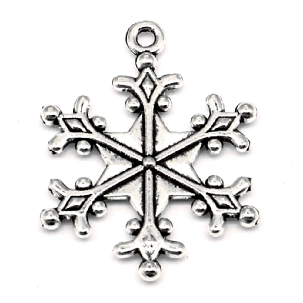 

Snowflake Charms Pendant Diy Jewelleri 22x29mm 5pcs Antique Silver Color