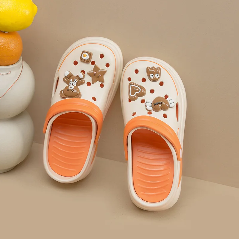 Women's Platform Clogs EVA 5cm height Hole Shoes Thick-soled Beach Shoes Outdoor Garden Shoes Female Sandals Cartoon DIY Charms 5