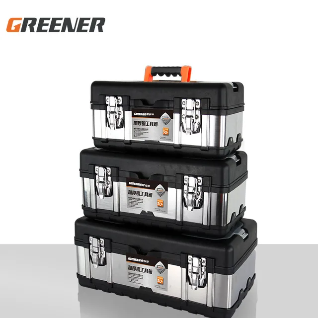 Zöld Növényzet Rozsdamentes Acél Szerszám Tokkészlet Ipari Minőségű Multifunkcionális Hardver Hordozható Villanyszerelő Háztartási Tároló Doboz - Image 2