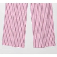MUJER Striped Women's Pants Two Pieces Set Summer High Waist Pants Woman Outfit Pink Backless Top Women Bow Casual Women Pants - Image 6