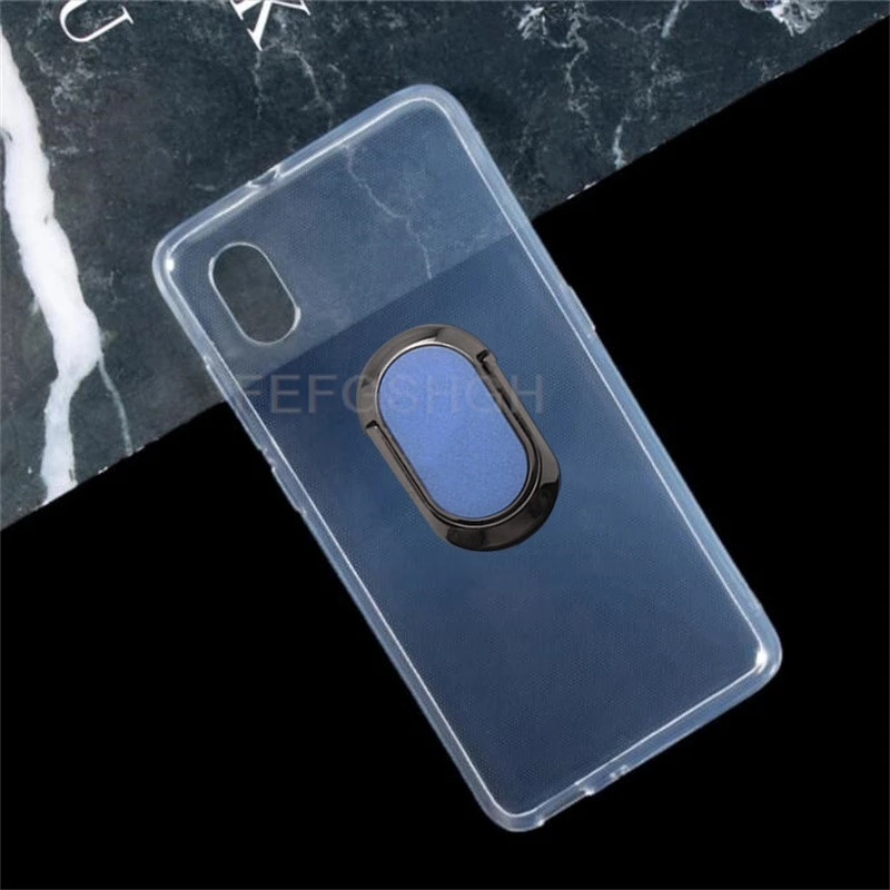 5.5-Inch Soft Silicone Phone Case with Back Ring Holder Bracket