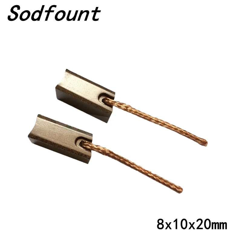 2PCS 8*10*20mm Carbon Brushes Wire Leads Generator DC12V 24V 48V Motor