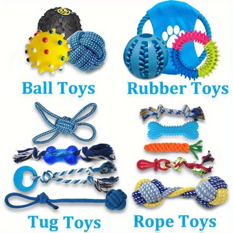 Durable Dog Toy Set: Unbreakable Chew Sticks, Tug Ropes & Rubber Balls