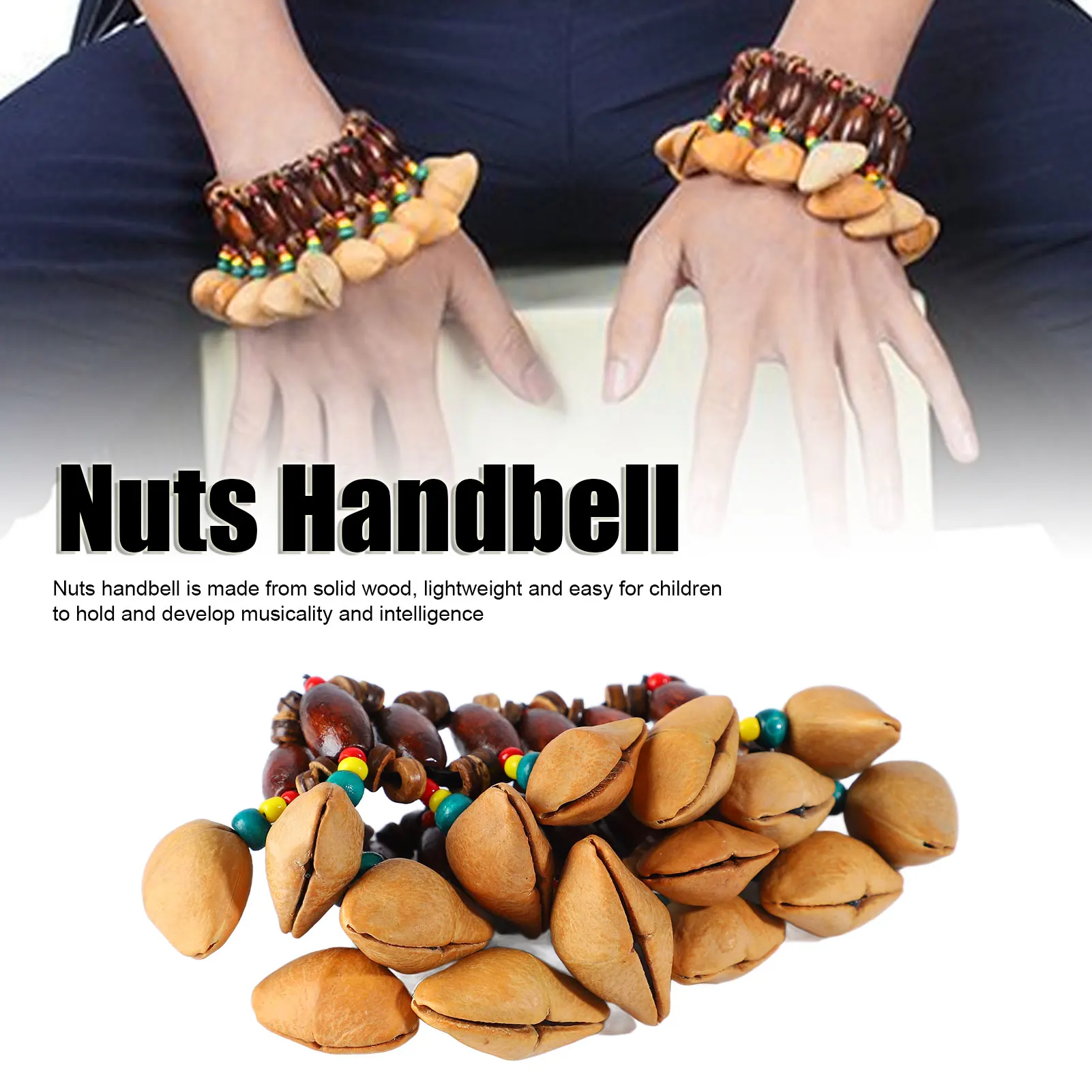 

Nuts Handbell Drum African Tribal Style Hand Chain Bracelet Nut Shell Percussion Instrument Bell Musical Accessories Toy