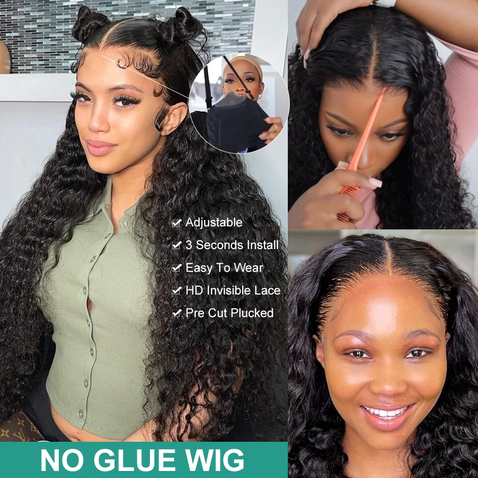 13x4 Hd Lace Front Ready To Go Wear Wigs 5x5 Lace Glueless Human Hair Brazilian Curly Deep Wave 13x6 Lace Frontal Wig PrePlucked