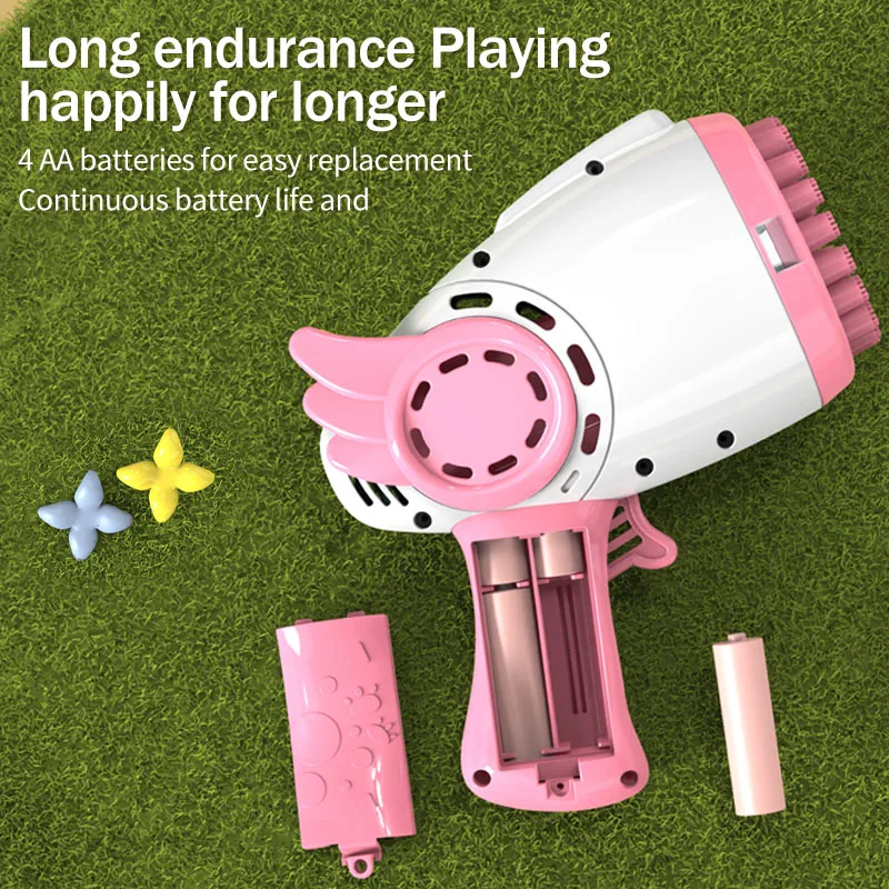 The 40-nozzle, fully automatic Angel Wings bubble gun – a stylish handheld toy that adds a festive atmosphere to outdoor wedding