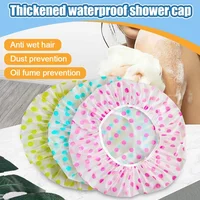 3Pcs Women Shower Cap Waterproof Wide Elastic Band Reusable Bashroom Cap Fashion Wave Point Shower Hat Bathroom Accessories 1
