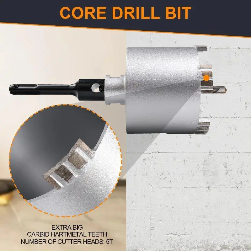 HERZO 82mm Diamond Core Drill Bit Hole Cup 5T Cutter Accessories Cutting For Hammer Drill Stone Drilling Tool