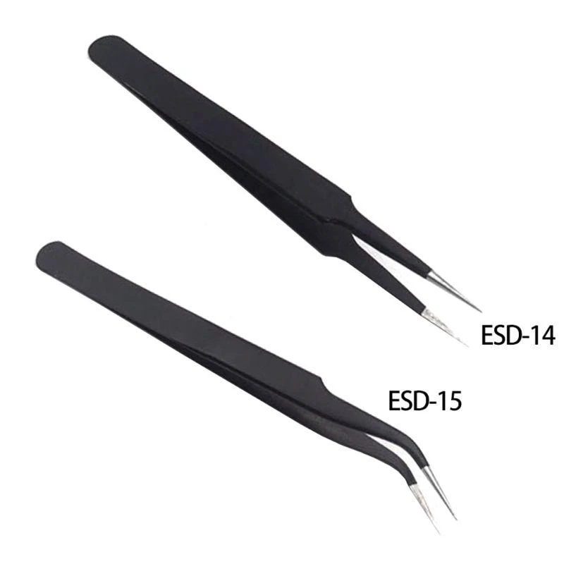 Precision Tweezers Clamp Plier Curved Tweezers Curved Bent Tip Jewelry Nipper Repair Hand Tool ESD-14/ESD-15