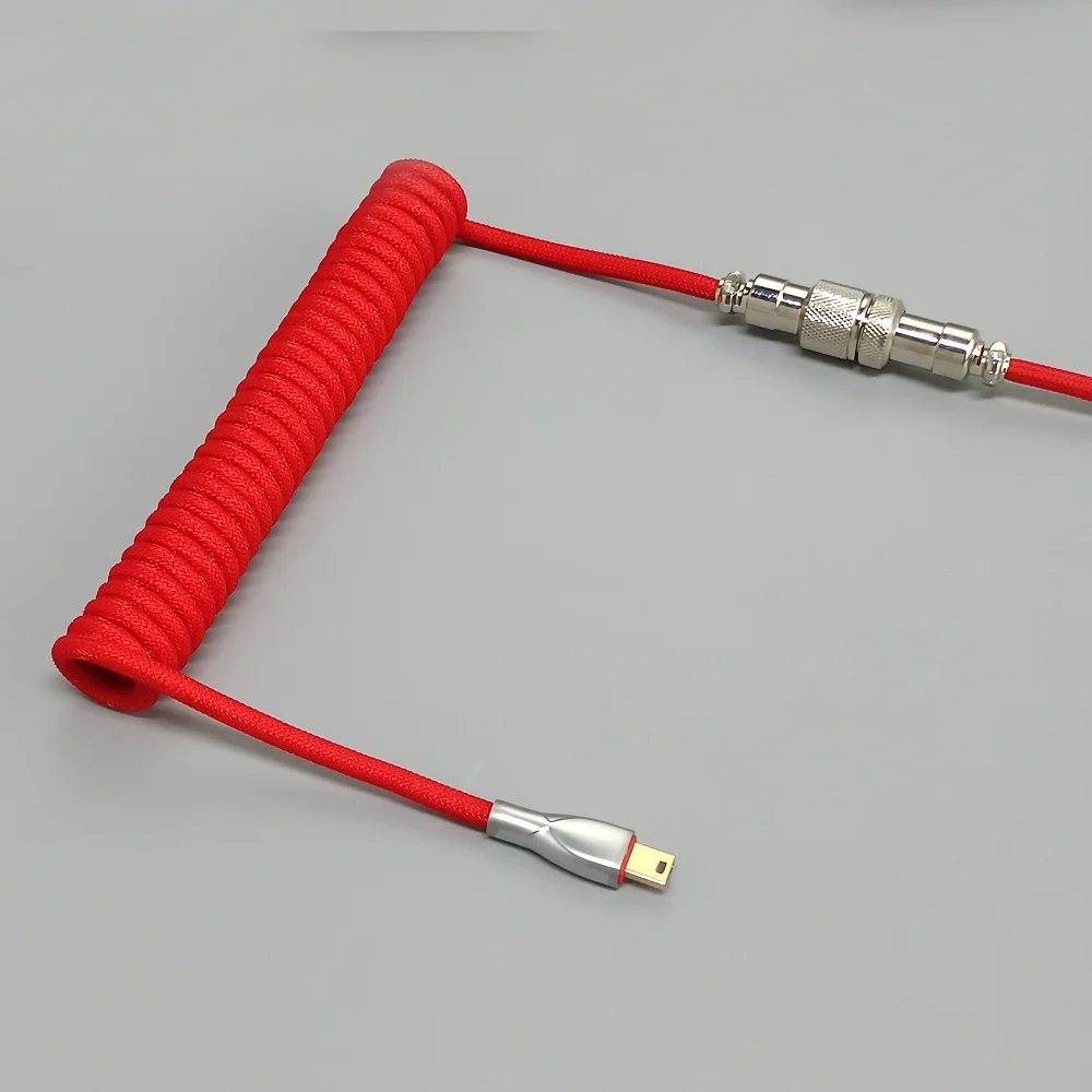 Mini câble enroulé USB pour clavier tressé, avec poignées amovibles,  connecteur en métal, charge