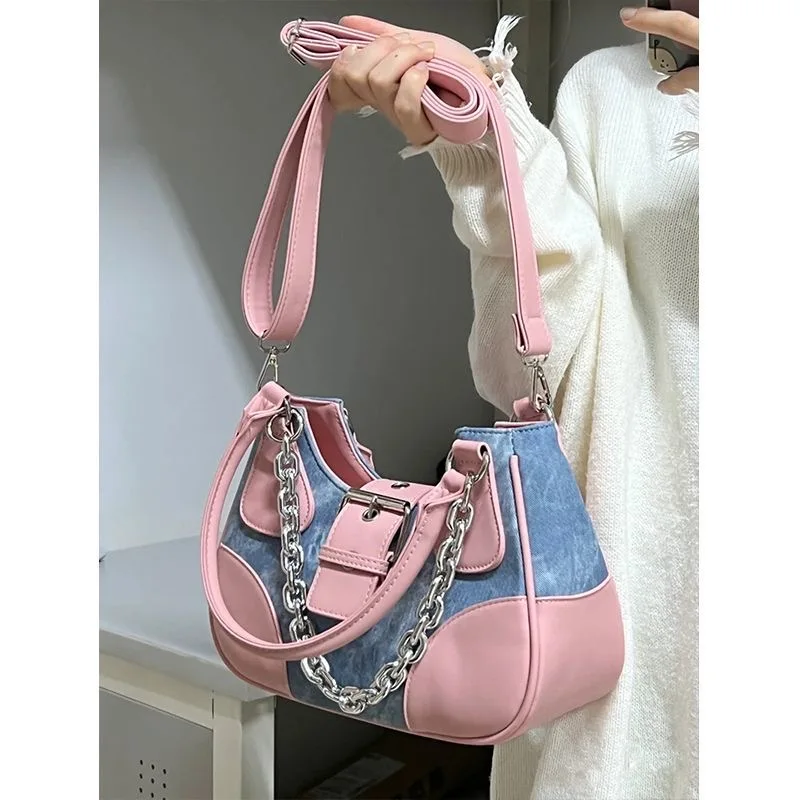 Pink Y2k Diesel Shoulder Bags For Hot Girl Luxury Designer Women
