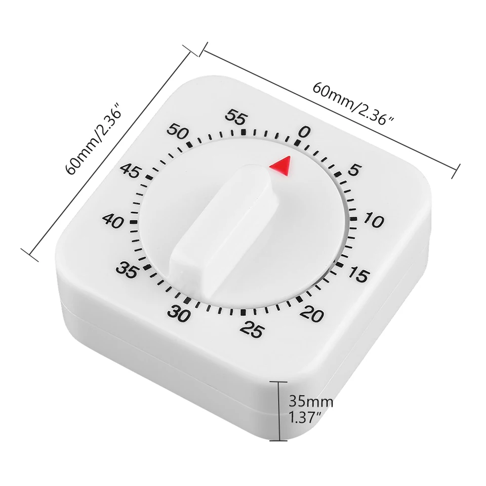 Novità Timer Da Cucina Meccanico Quadrato – 60 Minuti, Conto Alla Rovescia Con Promemoria, Senza Batterie