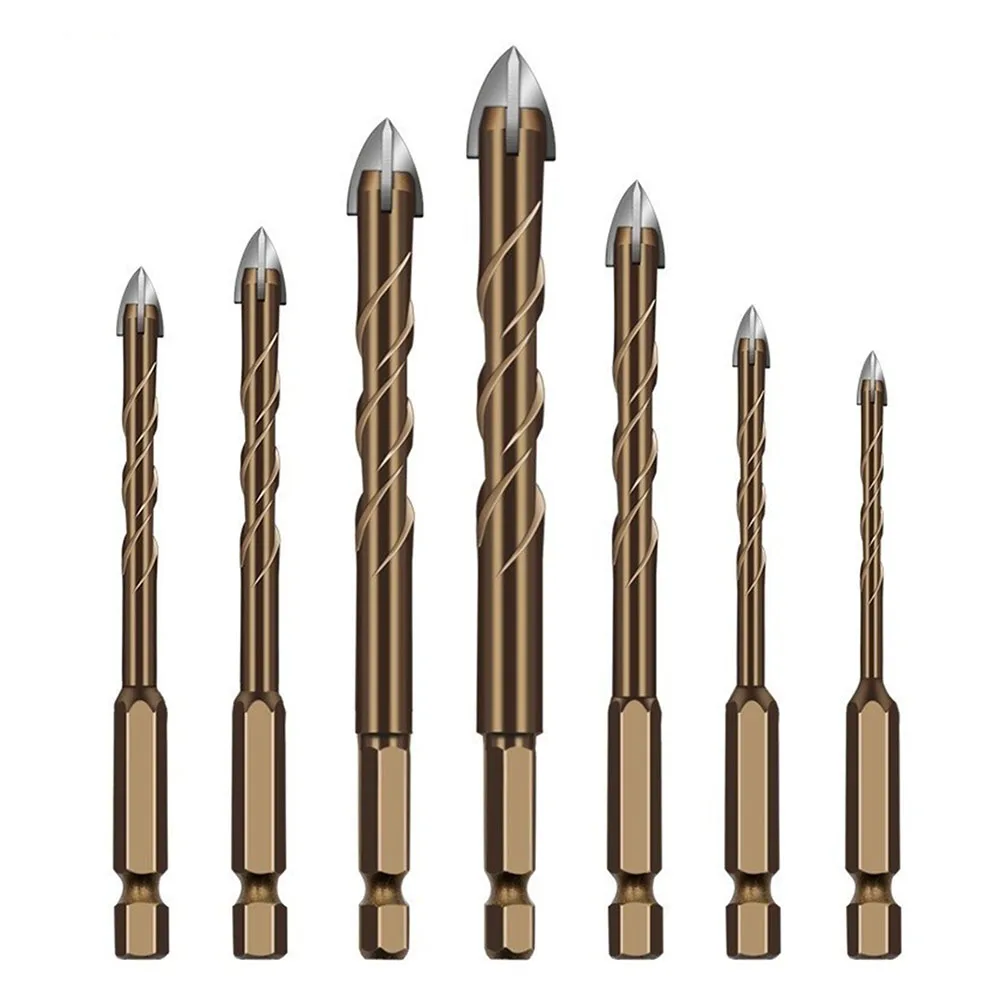 

7PCS Cross Hexagon Drill Bit Set Tile Glass Cement Metal Hole Saw Triangle Alloy Drill Bit 3/4/5/6/8/10/12mm Woodworking Drill