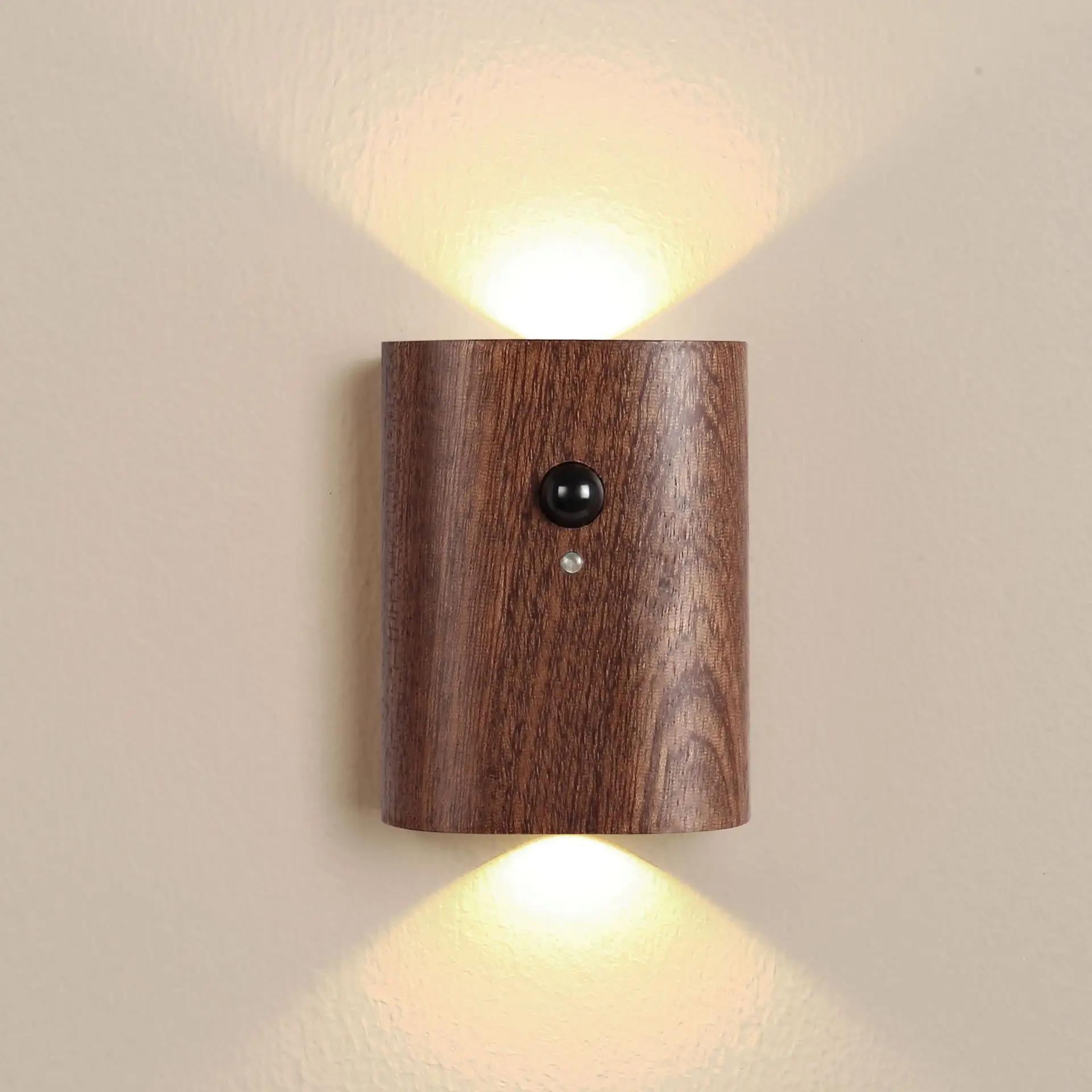 Linkage induction LED Night Lights USB Rechargeable Wooden Motion Sensor Lighting Bedroom Kitchen Cabinet Corridor Wall Lamp