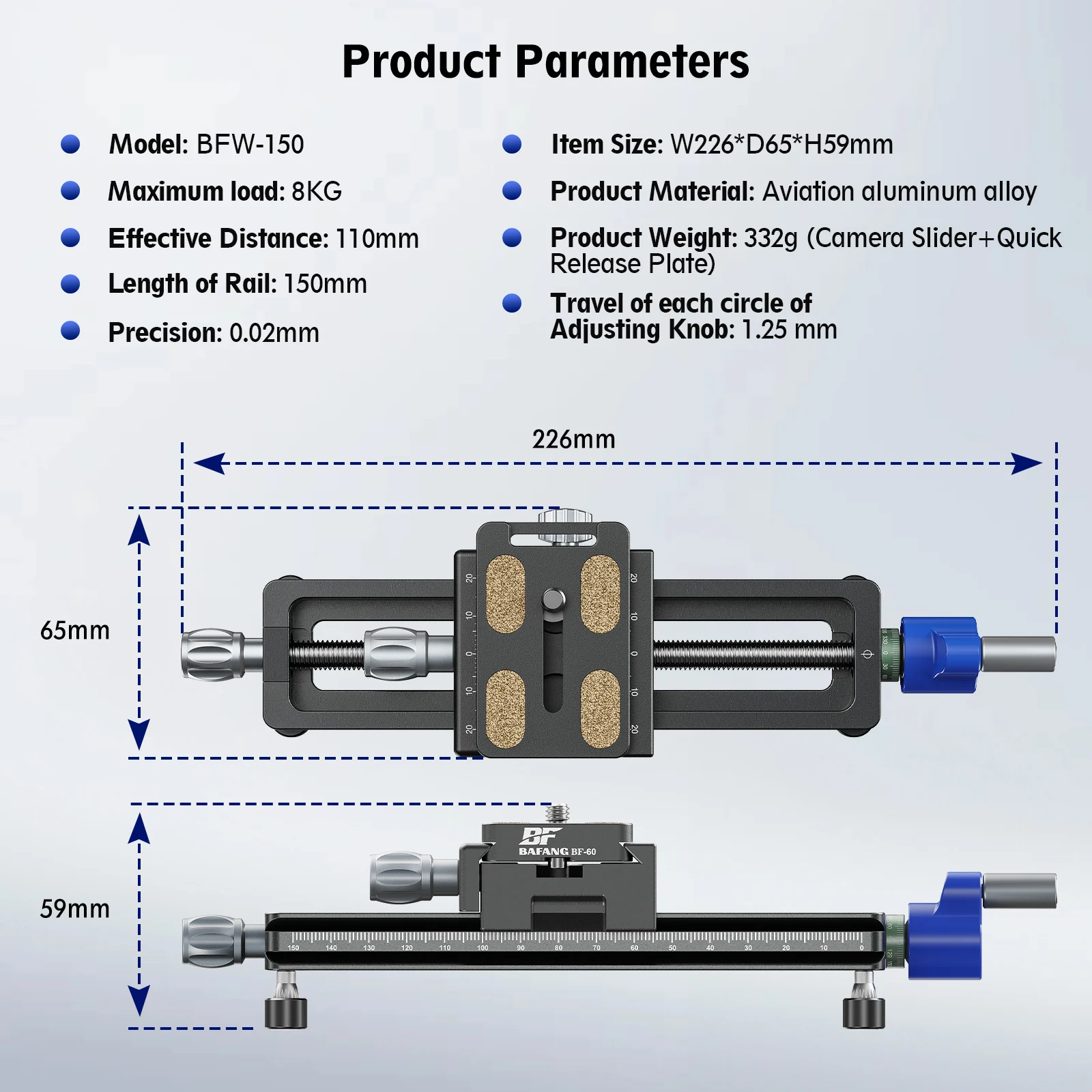 BAFANG 360&deg; Macro Pinion Guide Rail SLR Camera Slide with Quick Mounting Plate Special Photography Tripod Accessories