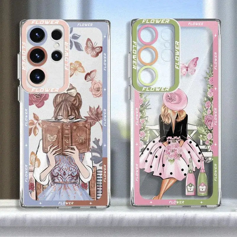 Butterfly Girl Flower Transparent Soft Phone Case
