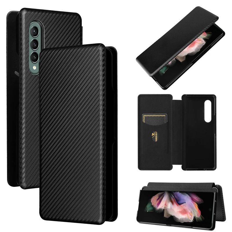 Per Samsung Galaxy Z Fold 4 3 5G Custodia Carbon Brasatura Texture Protection Flip Cover Capa Fundas Per Samsung Z Fold 4 3 5G Case