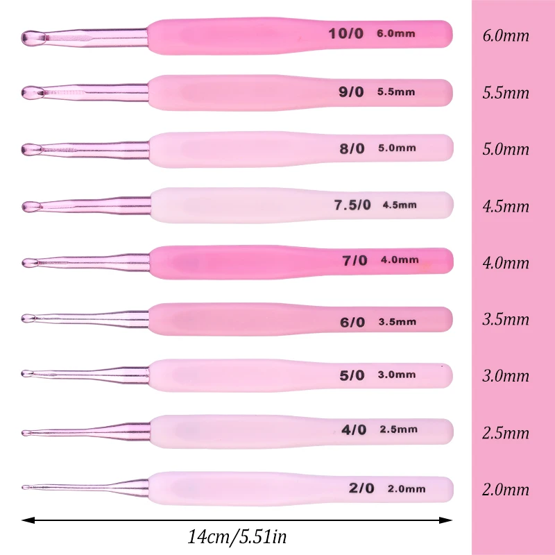 TLKKUE Crochet Hooks Set Pink Color Plastic Handle Knitting Hook Needles For Crocheting Knit DIY Sewing Accessories Knit Tools