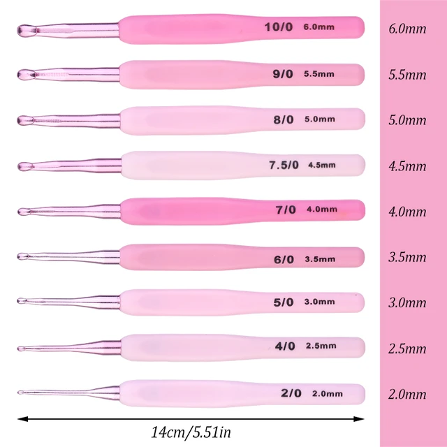 TLKKUE Crochet Hooks Set Pink Color Plastic Handle Knitting Hook