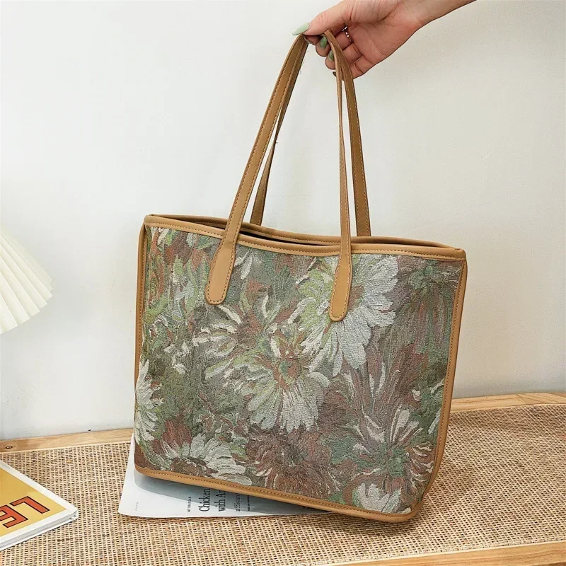 

Women Crosssbody Handbag High Quality Totes Female Luxury Canvas Clutches stereoscopic embroidered ladies flower pattern bag