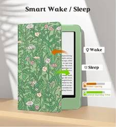 Ultra Lightweight PU Shell Cover - 6 ALL - New Kindle (Green  flower)