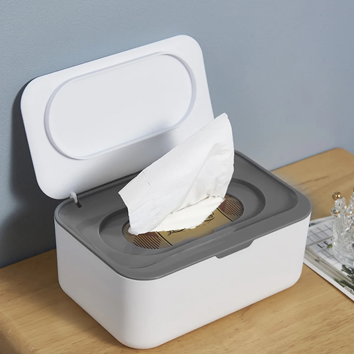Dispenser per salviette, contenitore antipolvere per salviette con coperchio, porta salviette multifunzionale per neonati, contenitore sigillato di grande capacità - immagine 2