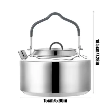 1.2L Camping Water Kettle Lightweight Stainless Steel Teapot Outdoor Tourism Cookware Coffee Pot Hiking Picnic Tableware 6
