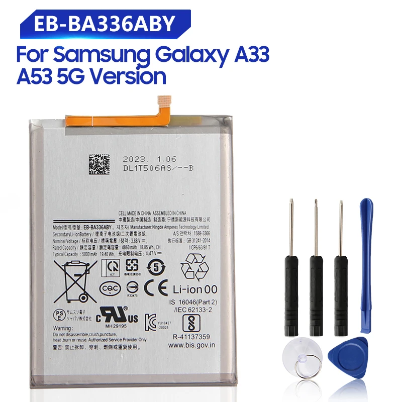 

Replacement Phone Battery For Samsung Galaxy A53 A33 5G SM-A5360 A5360 EB-BA336ABY Recharged Battery 5000mAh