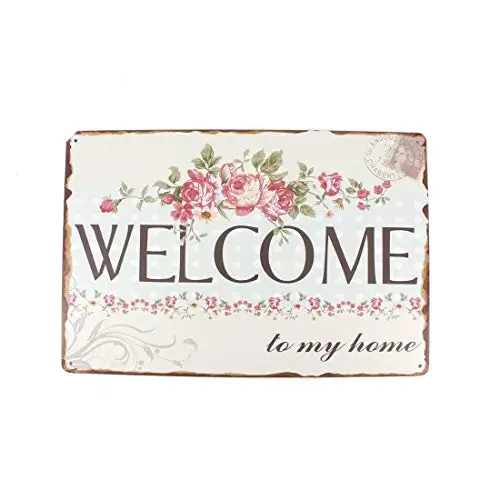 

12x8 Inches Pub,bar,Home Wall Decor Souvenir Hanging Metal Tin Sign Plate Plaque (Sweet Home) (Welcome)