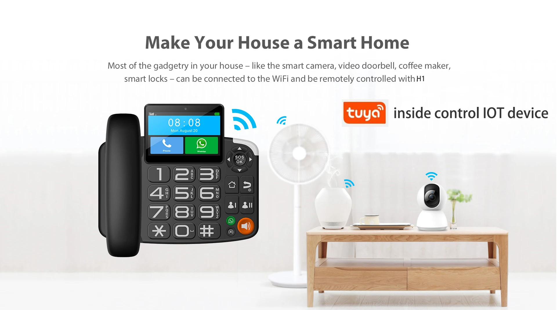 Smart Dual Sim Dual Standby cordless hindetel Call/SMS/Data For home office baby momitor door bell