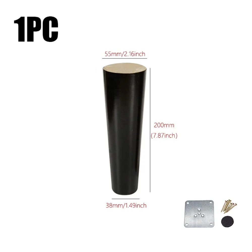 Stylish Solid Wood Conical Furniture Legs with Iron Plate