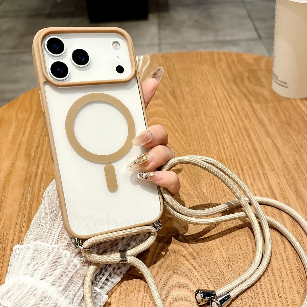 Universal MagSafe Crossbody Strap Case - Shockproof Wireless Charging Cover with Lanyard