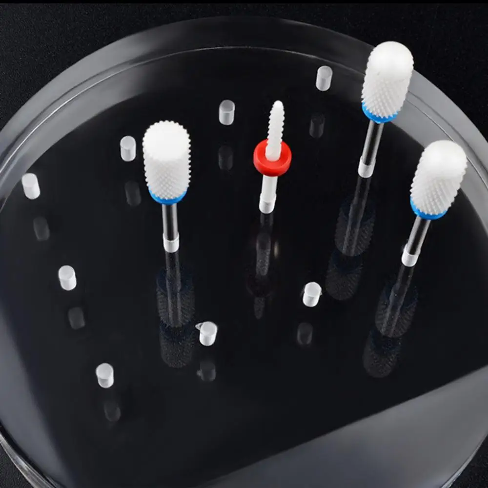 Transparent Acrylic Nail Drill Bits Box 12 Holes Bit Brush Storage Holder