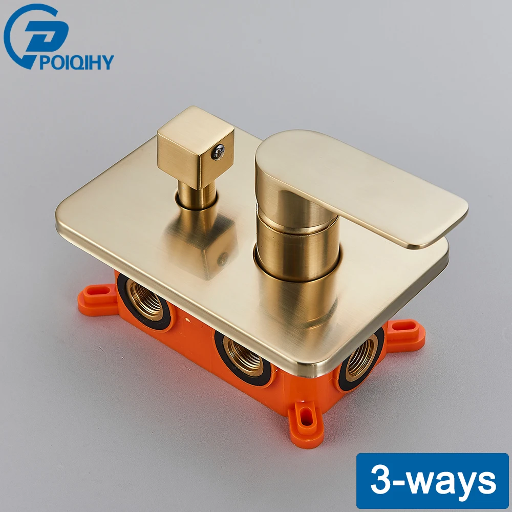 Diverter Valve Faucet Valve Thermostatic Mixing Valve T Adapter Valve Shower Head Diverter Valve Brass Shower Control Valve Black Chrome Wall Mount Shower Mixer Control Valve Faucet 1-3 Ways
