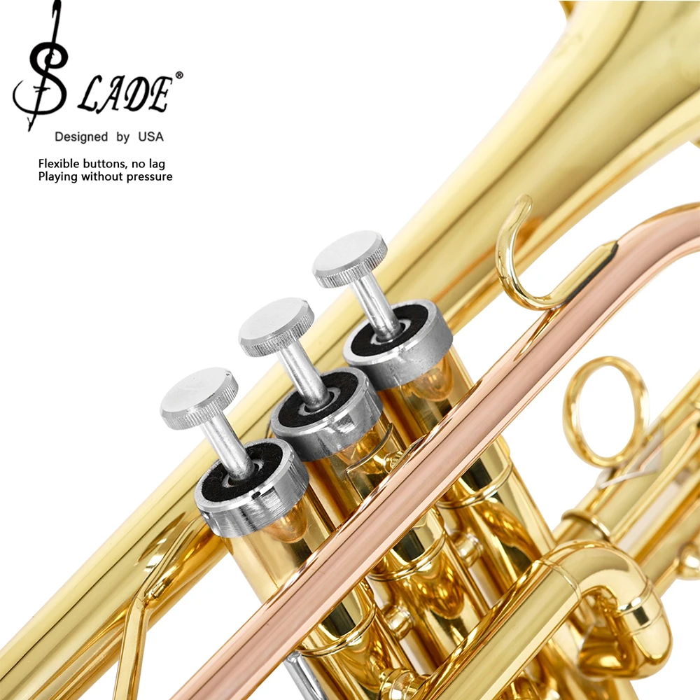SLADE Professional Bb Cornet Brass body Gold lacquer Phosphor copper leadpipe Tone Cornet with Storage Box Accessories ﻿