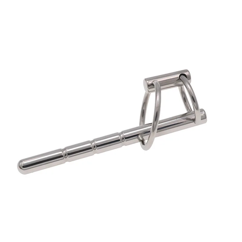 New Male Chastity Urethra 2 Cock Ring Penis Plug Stretches Stainless Steel Sounding Adult 18 Sex Toys for Men Gay Urethral Sound