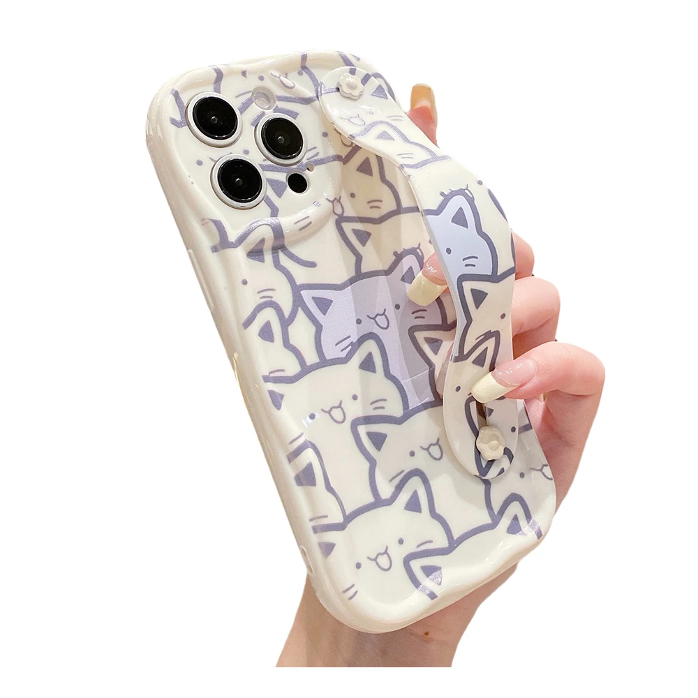 Cat Design Wrist Strap Phone Holder Case