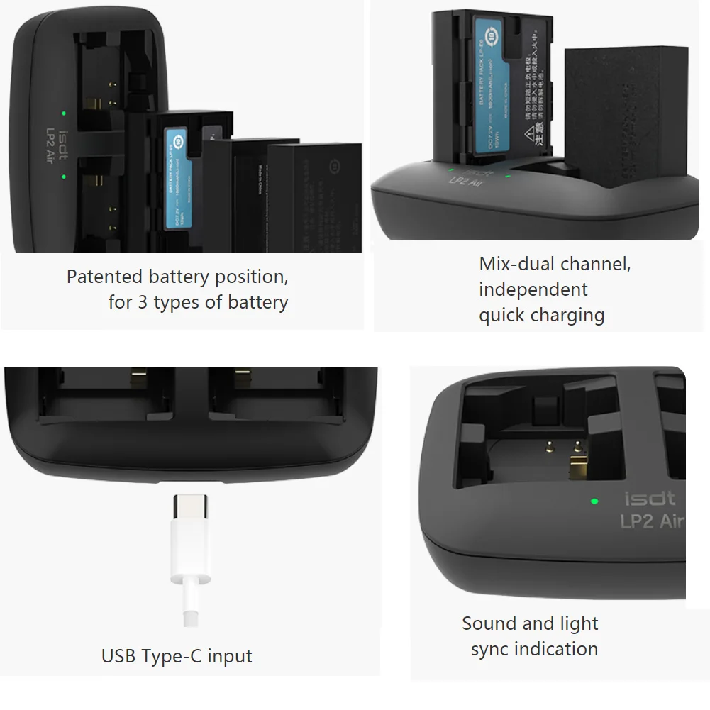 ISDT LP2 Air Battery Charger Mix-dual Channel/ APP Connection Compatible 3 Types Battery For Canon Digital Video Equipment thumbnail 4